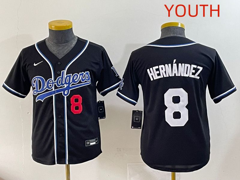 Youth 2025 Los Angeles Dodgers 8 Hernandez Black Three generations Fashion Nike MLB Jersey style 2